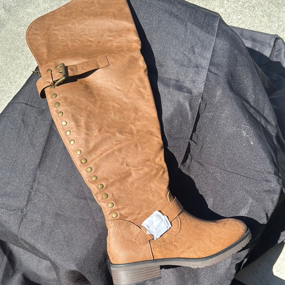 Brown Over the Knee Boots with Suede Finish